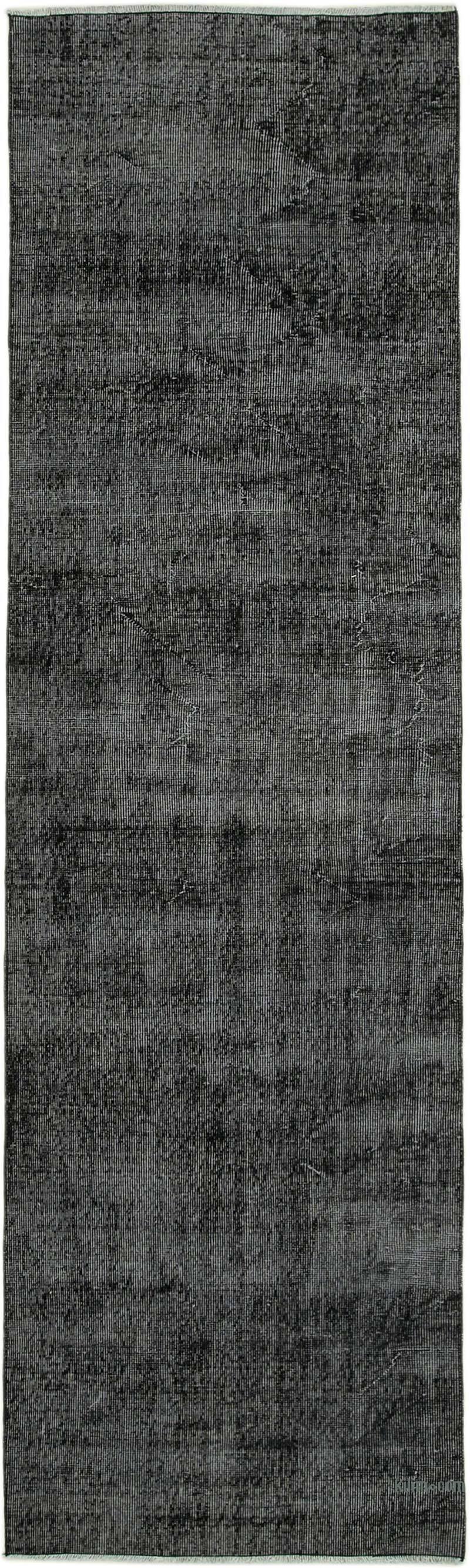 Siyah Boyalı El Dokuma Vintage Halı Yolluk - 90 cm x 305 cm - K0052195