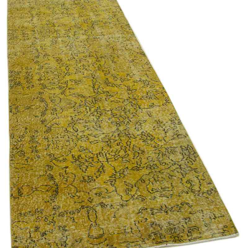Yellow Over-dyed Turkish Vintage Runner Rug - 2' 11" x 9' 11" (35 in. x 119 in.) - K0052196