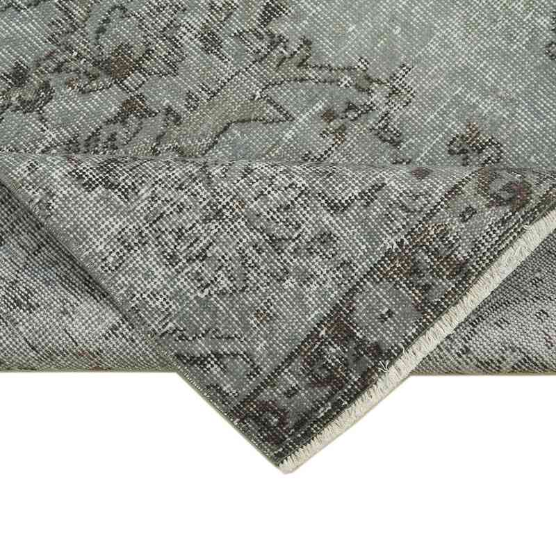 Gri Boyalı El Dokuma Vintage Halı Yolluk - 90 cm x 303 cm - K0052200