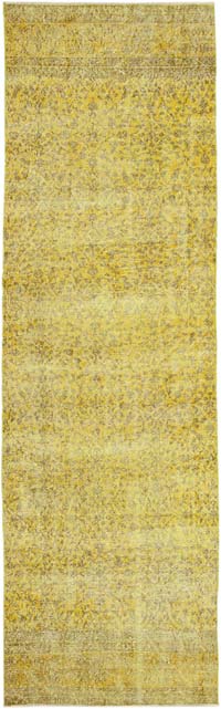 Yellow Over-dyed Turkish Vintage Runner Rug - 3'  x 9' 11" (36" x 119")