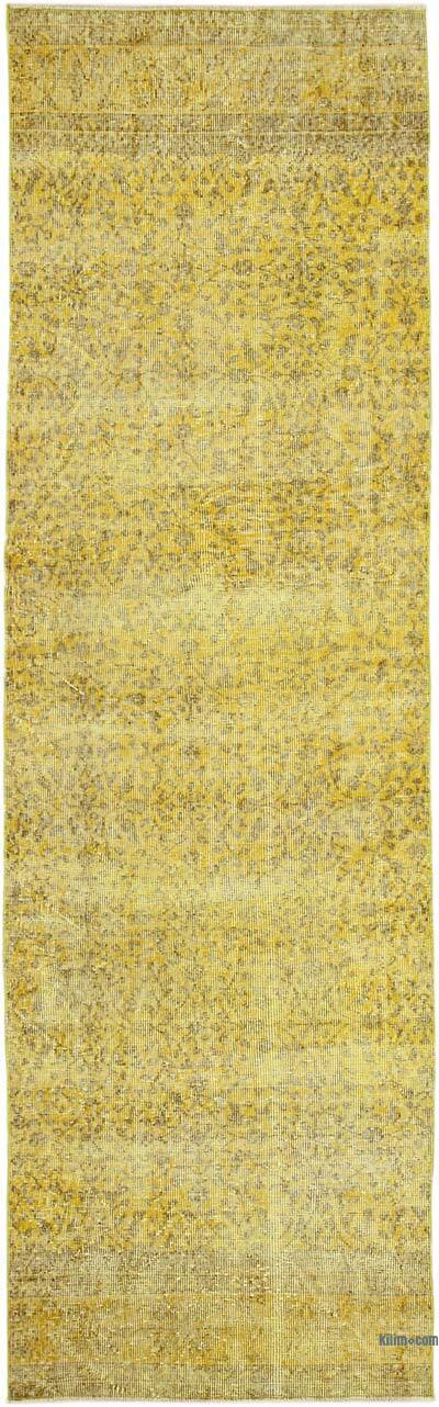 Yellow Over-dyed Turkish Vintage Runner Rug - 3'  x 9' 11" (36 in. x 119 in.)