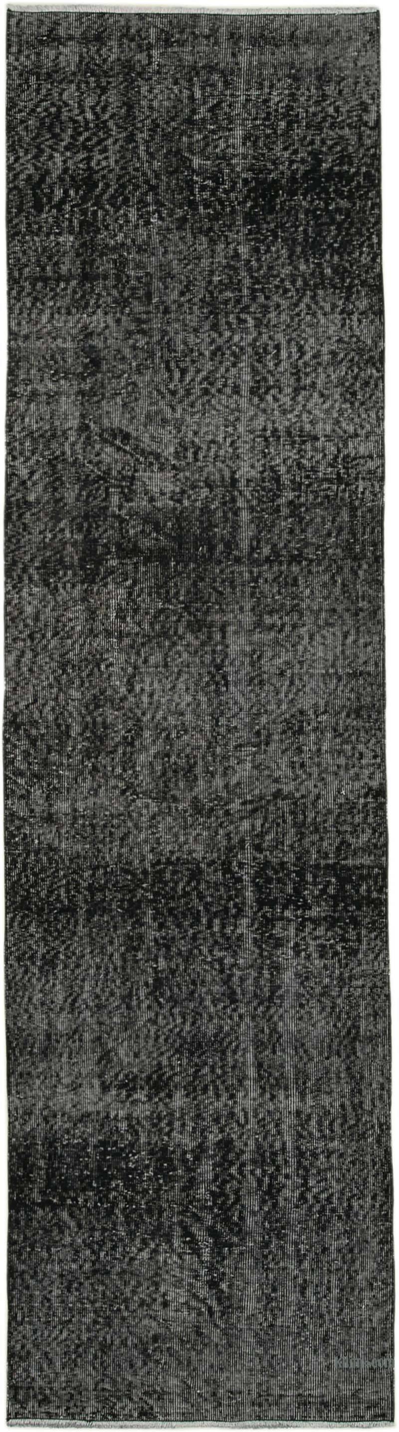 Negro Alfombra de Pasillo Turca Vintage Sobreteñida - 86 cm x 320 cm - K0052211