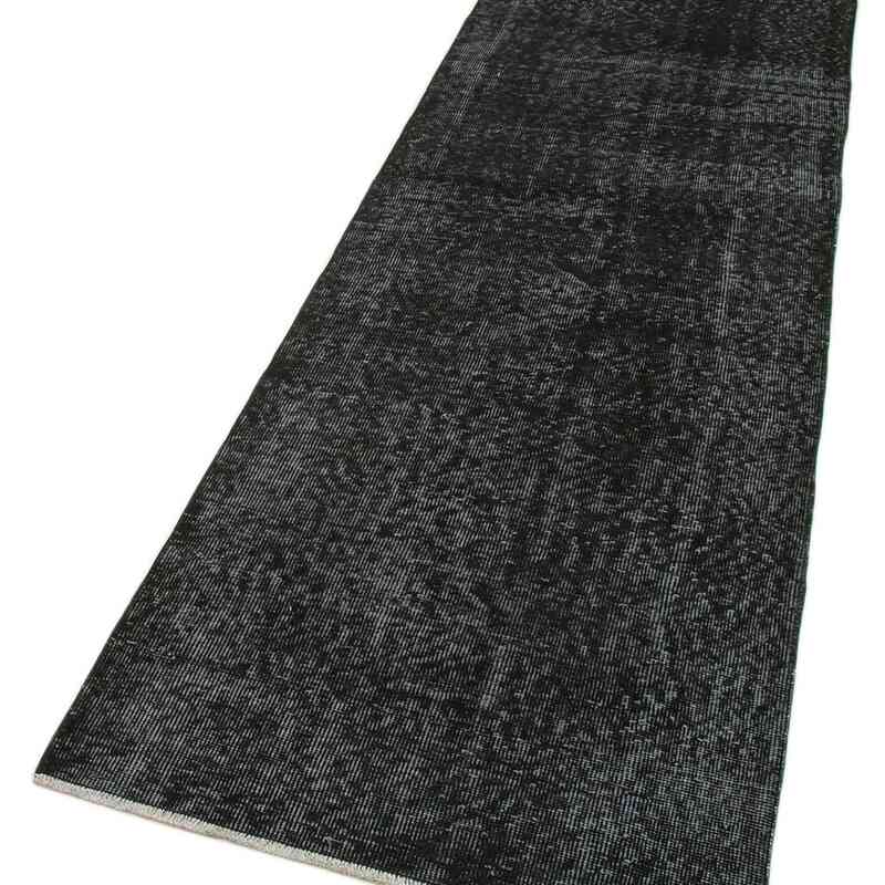 Siyah Boyalı El Dokuma Vintage Halı Yolluk - 81 cm x 278 cm - K0052213