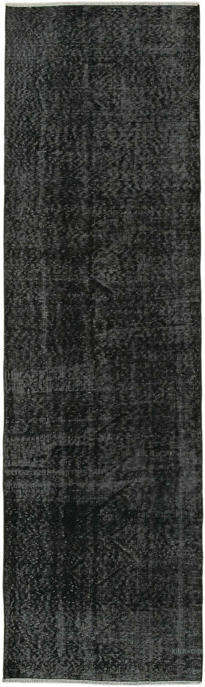 Siyah Boyalı El Dokuma Vintage Halı Yolluk - 81 cm x 278 cm - K0052213