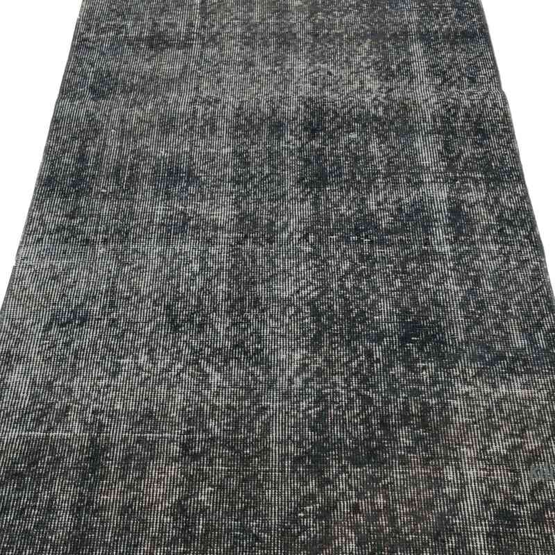 Gri Boyalı El Dokuma Vintage Halı Yolluk - 81 cm x 304 cm - K0052217