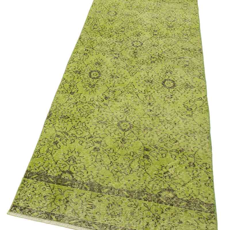 Yeşil Boyalı El Dokuma Vintage Halı Yolluk - 81 cm x 280 cm - K0052221