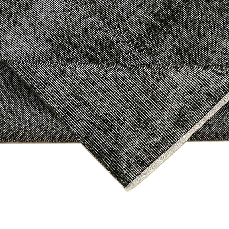 Negro Alfombra de Pasillo Turca Vintage Sobreteñida - 92 cm x 272 cm - K0052223