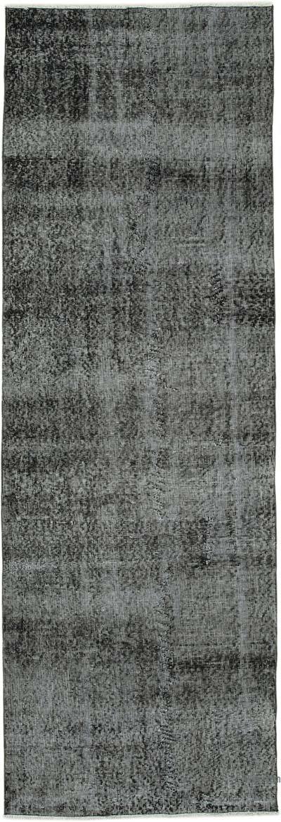 Black Over-dyed Turkish Vintage Runner Rug - 3'  x 8' 11" (36 in. x 107 in.)