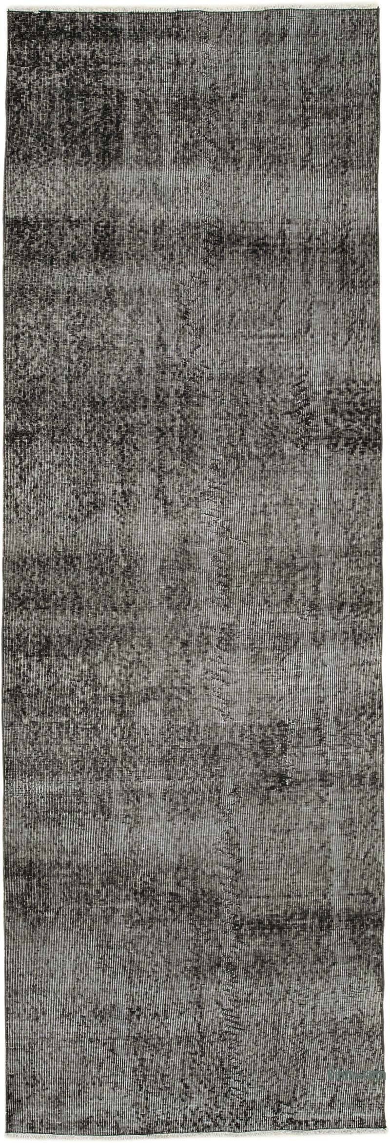 Negro Alfombra de Pasillo Turca Vintage Sobreteñida - 92 cm x 272 cm - K0052223