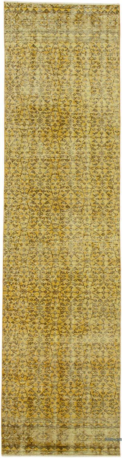 Yellow Over-dyed Turkish Vintage Runner Rug - 2' 7" x 10' 2" (31 in. x 122 in.)
