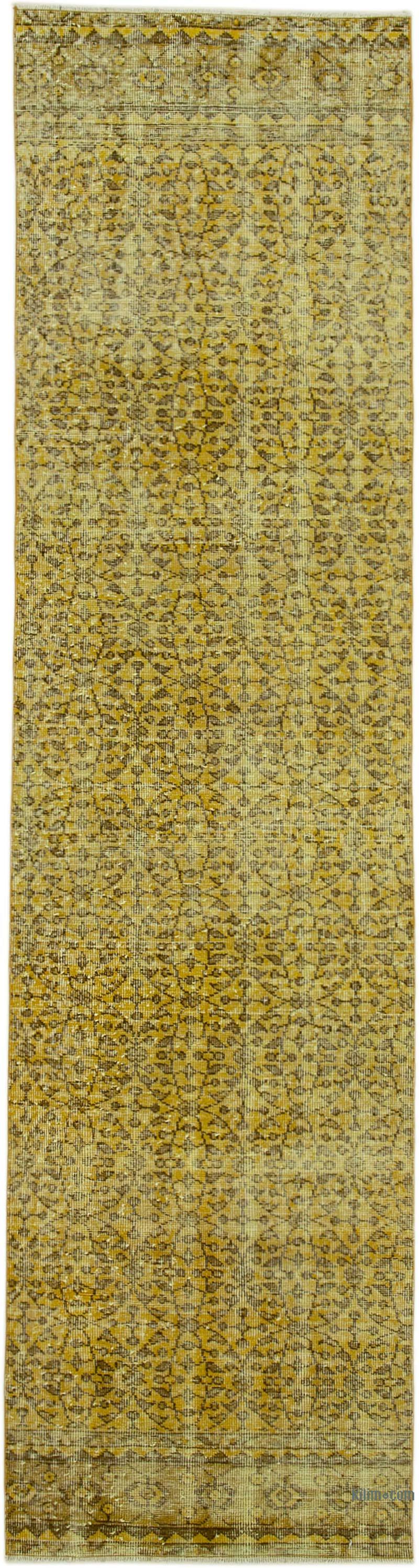 Yellow Over-dyed Turkish Vintage Runner Rug - 2' 7" x 10' 2" (31 in. x 122 in.) - K0052231