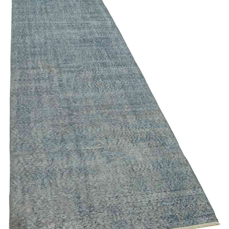 Lacivert Boyalı El Dokuma Vintage Halı Yolluk - 91 cm x 335 cm - K0052235