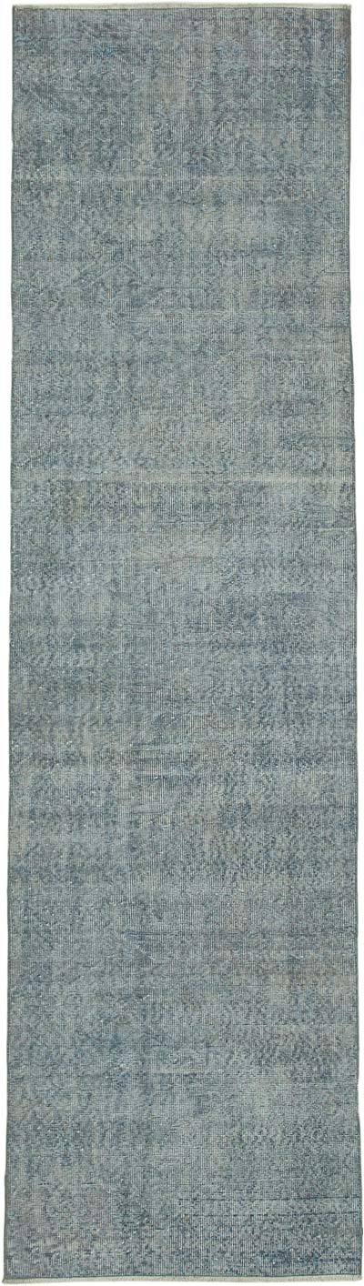 Lacivert Boyalı El Dokuma Vintage Halı Yolluk - 91 cm x 335 cm