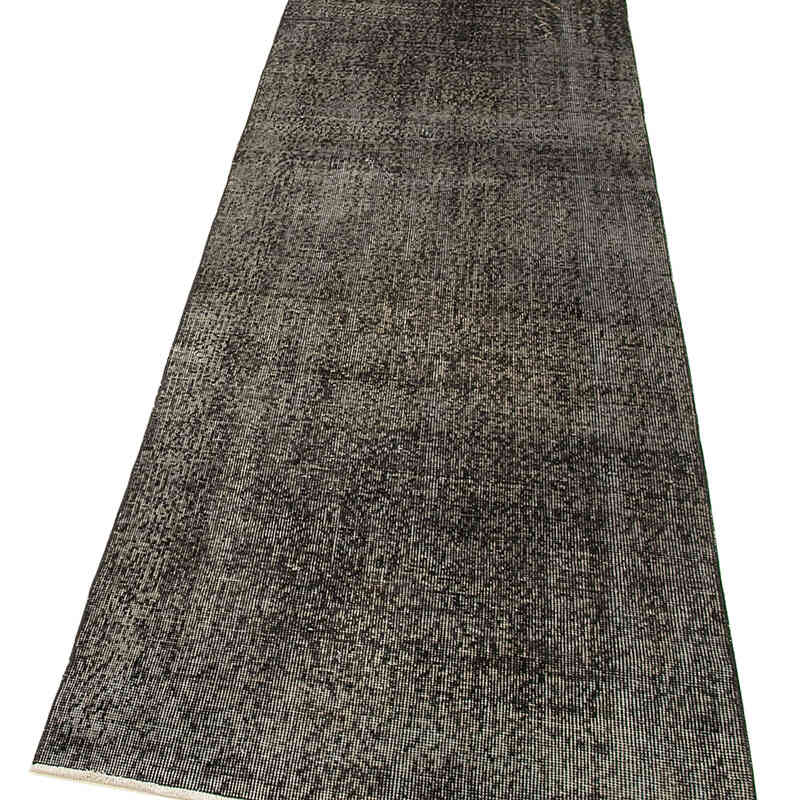 Negro Alfombra de Pasillo Turca Vintage Sobreteñida - 86 cm x 311 cm - K0052238