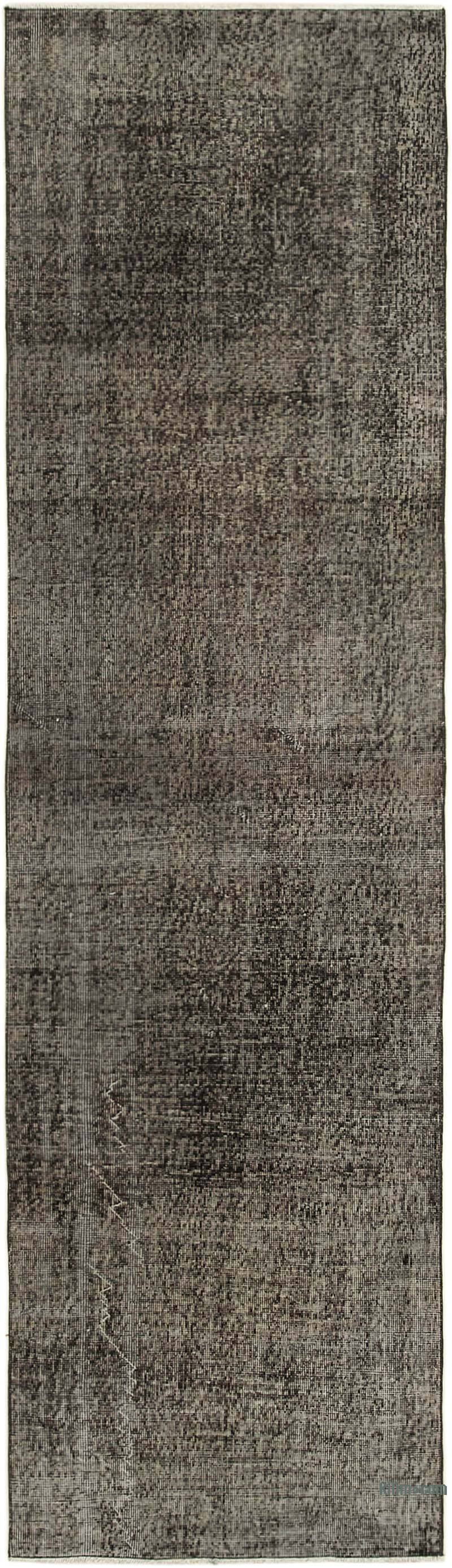 Negro Alfombra de Pasillo Turca Vintage Sobreteñida - 86 cm x 311 cm - K0052238