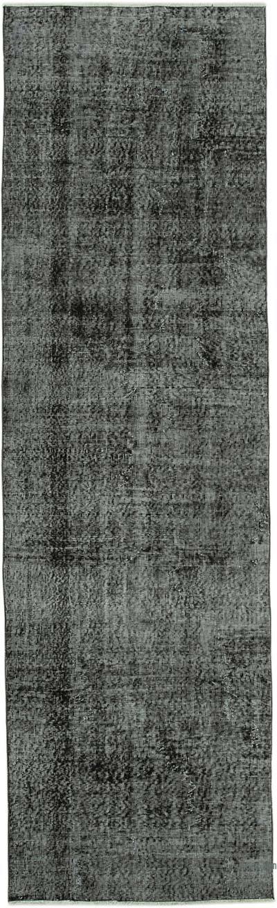 Black Over-dyed Turkish Vintage Runner Rug - 2' 11" x 10'  (35 in. x 120 in.)