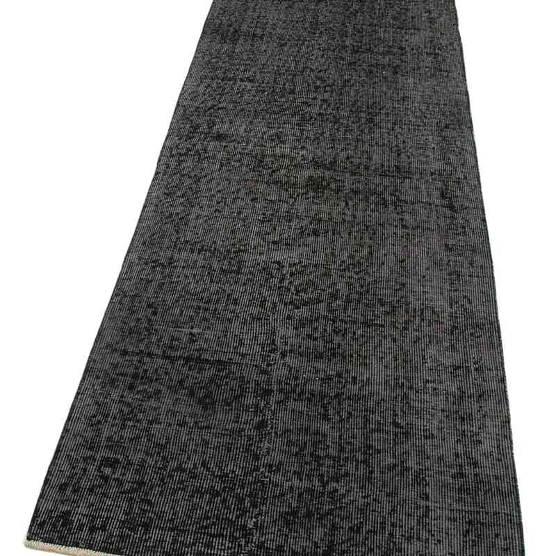 Siyah Boyalı El Dokuma Vintage Halı Yolluk - 80 cm x 271 cm - K0052247