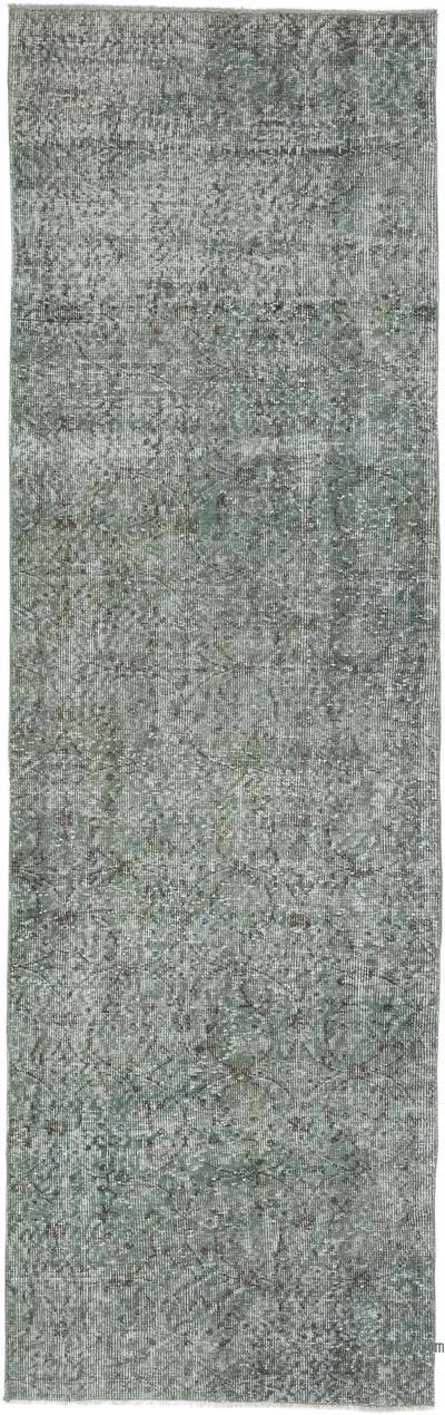Gri Boyalı El Dokuma Vintage Halı Yolluk - 79 cm x 257 cm