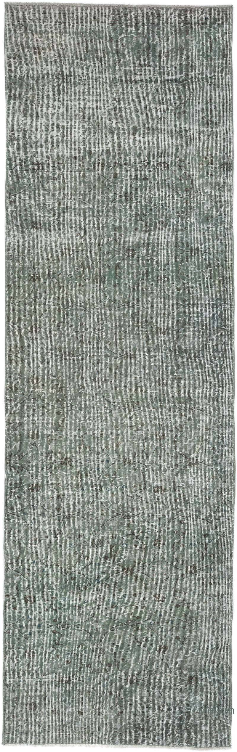 Gri Boyalı El Dokuma Vintage Halı Yolluk - 79 cm x 257 cm - K0052256