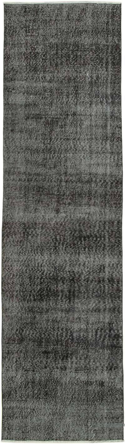Black Over-dyed Turkish Vintage Runner Rug - 3'  x 10' 9" (36 in. x 129 in.)