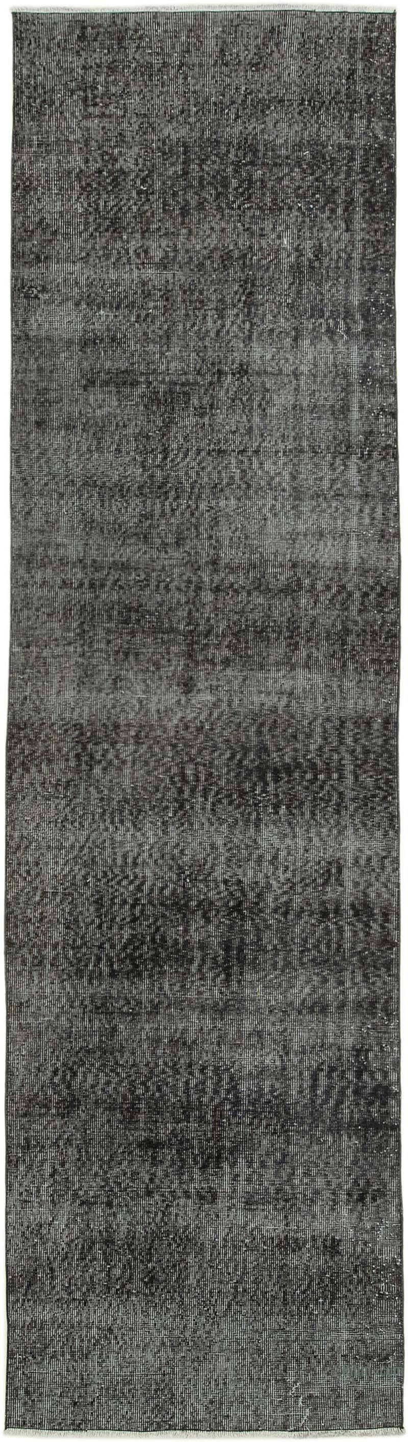 Siyah Boyalı El Dokuma Vintage Halı Yolluk - 92 cm x 328 cm - K0052263