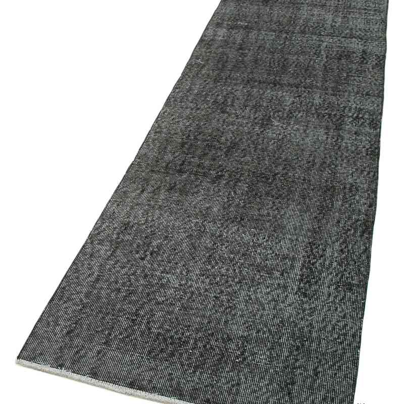 Siyah Boyalı El Dokuma Vintage Halı Yolluk - 80 cm x 304 cm - K0052274