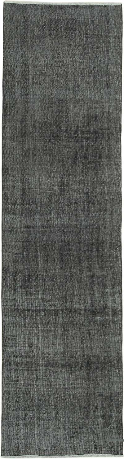 Siyah Boyalı El Dokuma Vintage Halı Yolluk - 80 cm x 304 cm
