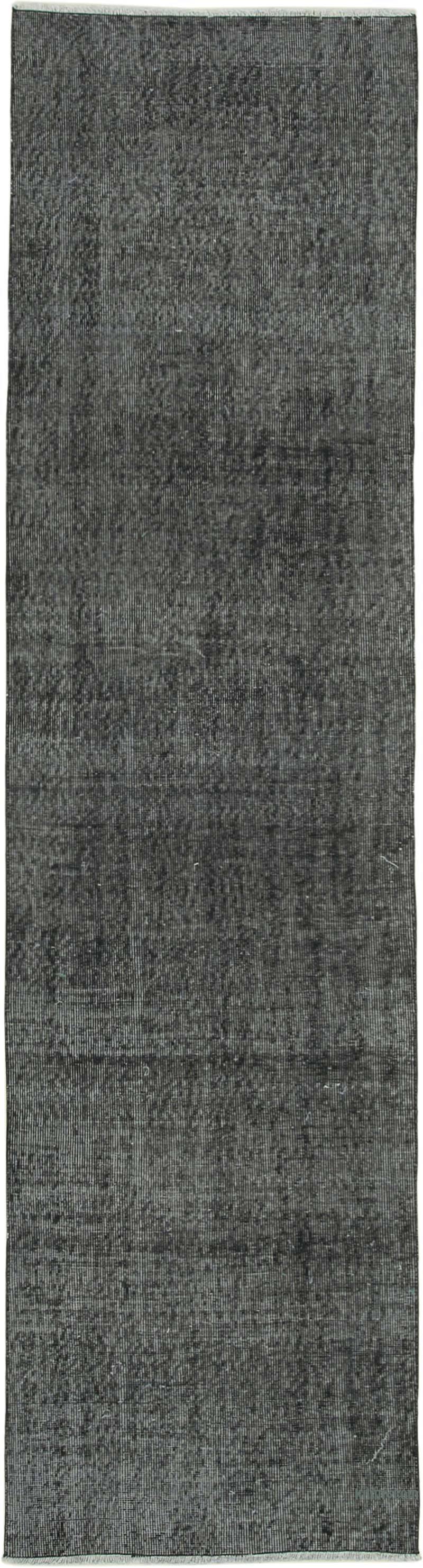 Siyah Boyalı El Dokuma Vintage Halı Yolluk - 80 cm x 304 cm - K0052274