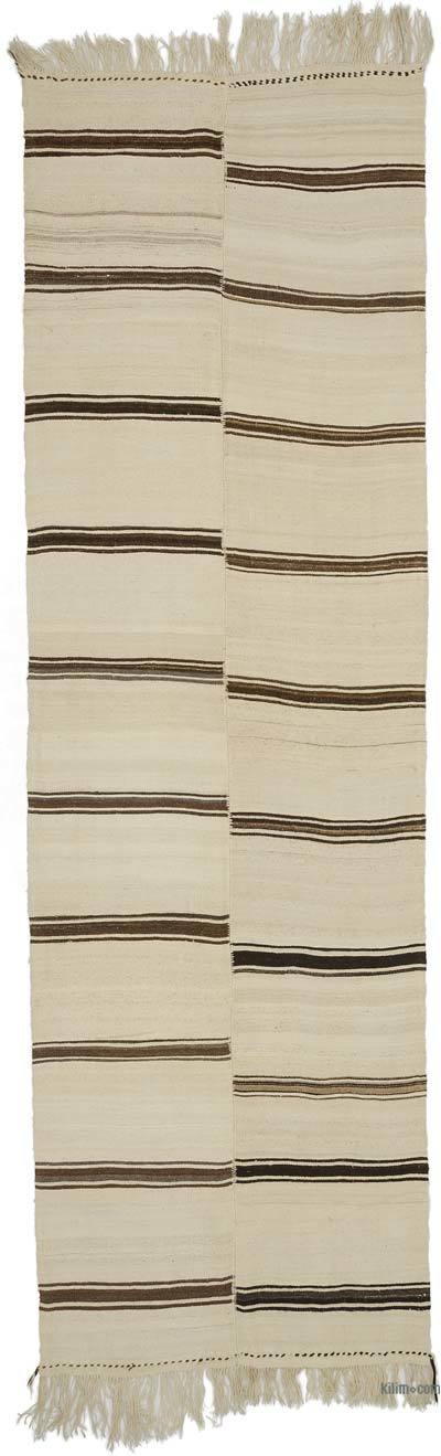 Bej, Kahverengi Vintage Anadolu Kilim - 126 cm x 415 cm