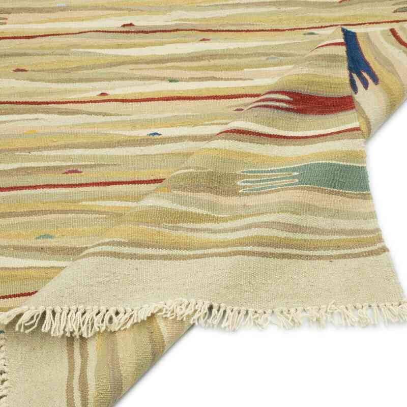 Beige New Handwoven Turkish Kilim Rug - 4' 1" x 6'  (49" x 72") - K0052313