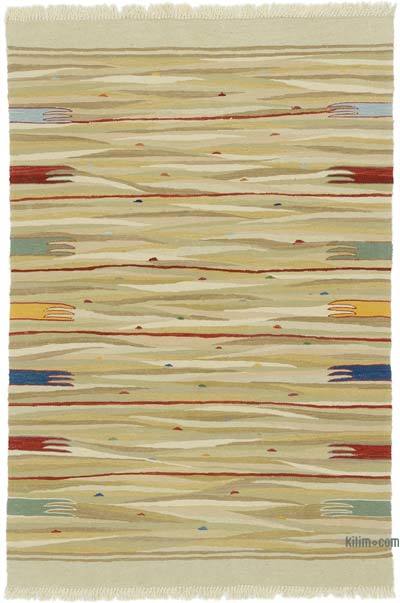 Bej Yeni Kök Boya El Dokuma Kilim - 125 cm x 183 cm