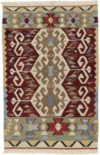 Burgundy New Handwoven Turkish Kilim Rug