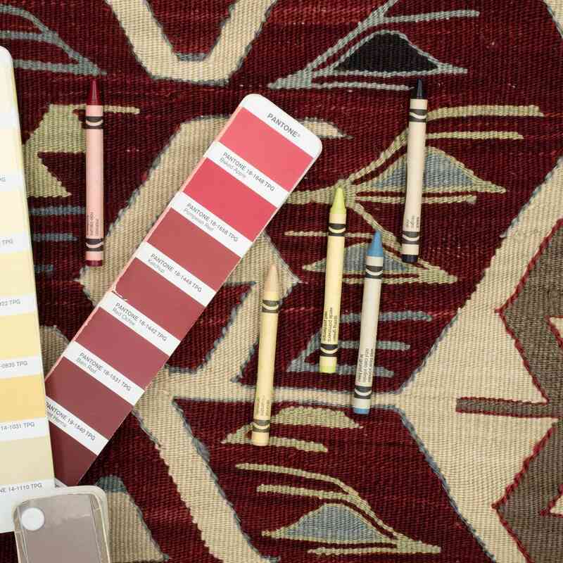 Burgundy New Handwoven Turkish Kilim Rug - K0052322
