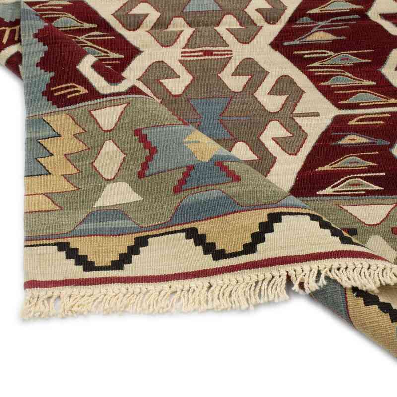 Burgundy New Handwoven Turkish Kilim Rug - K0052322