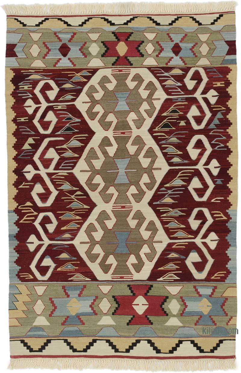 Burgundy New Handwoven Turkish Kilim Rug - K0052322