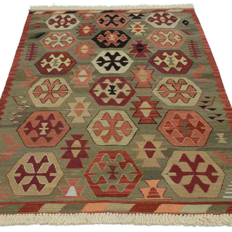 Yeşil Yeni Kök Boya El Dokuma Kilim - 92 cm x 133 cm - K0052323
