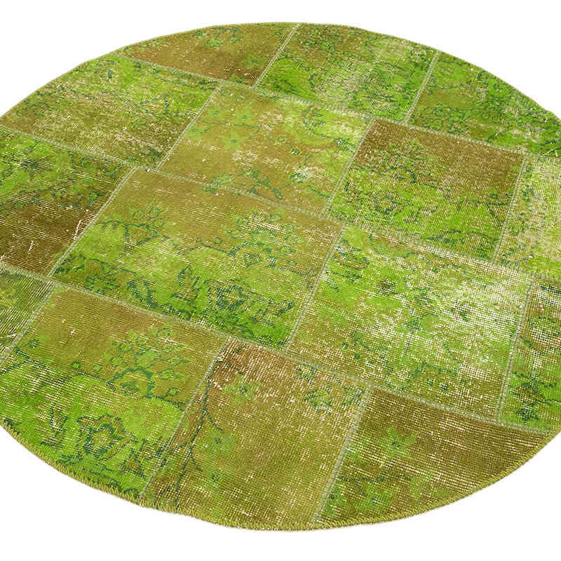 Yuvarlak Boyalı Patchwork Halı - 153 cm x 153 cm - K0052346