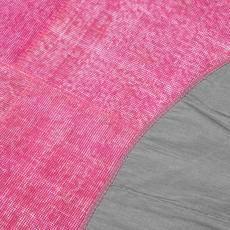 Pink Round Patchwork Hand-Knotted Turkish Rug - 6' 9" x 6' 9" (81" x 81") - K0052360