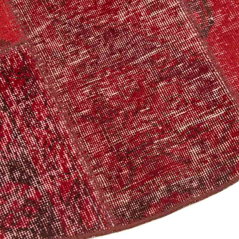Kırmızı Yuvarlak Boyalı Patchwork Halı - 200 cm x 200 cm - K0052376