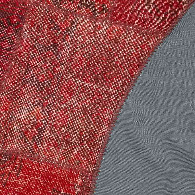 Kırmızı Yuvarlak Boyalı Patchwork Halı - 200 cm x 200 cm - K0052376