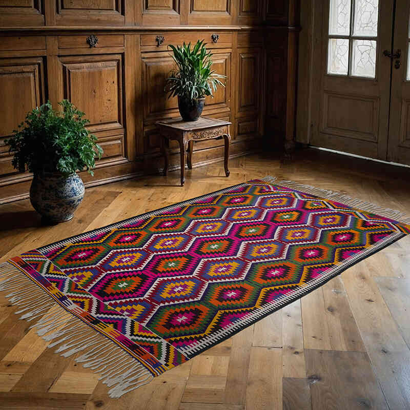 Çok Renkli Antalya Kilimi - 162 cm x 254 cm - K0052565