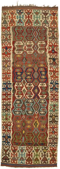 Antique Konya Kilim Rug - 4' 11" x 13' 6" (59" x 162")