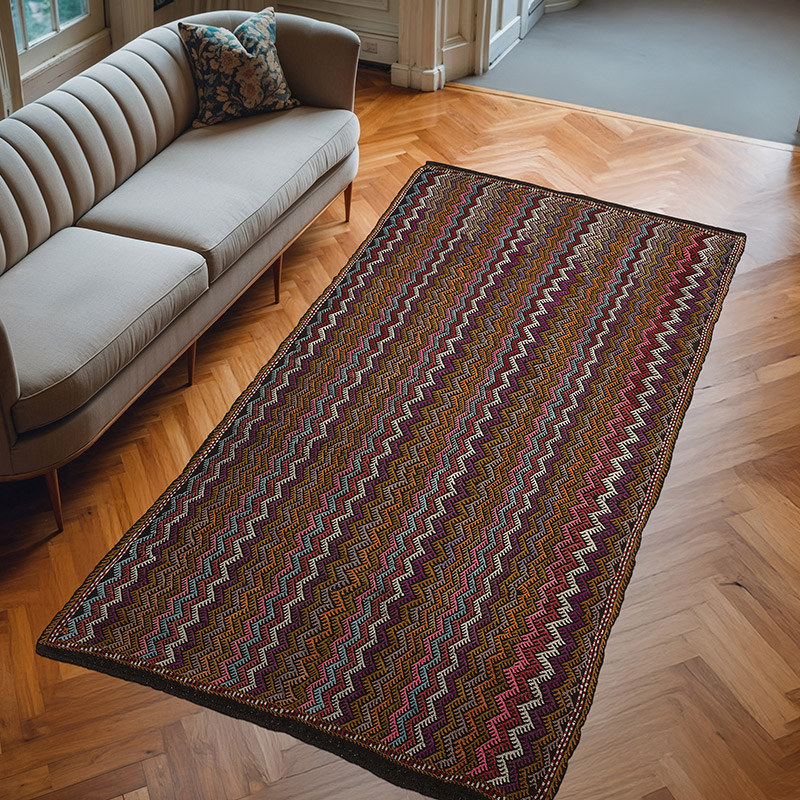Vintage Turkish Jijim Rug - 5' 7" x 10' 6" (67" x 126") - K0053725