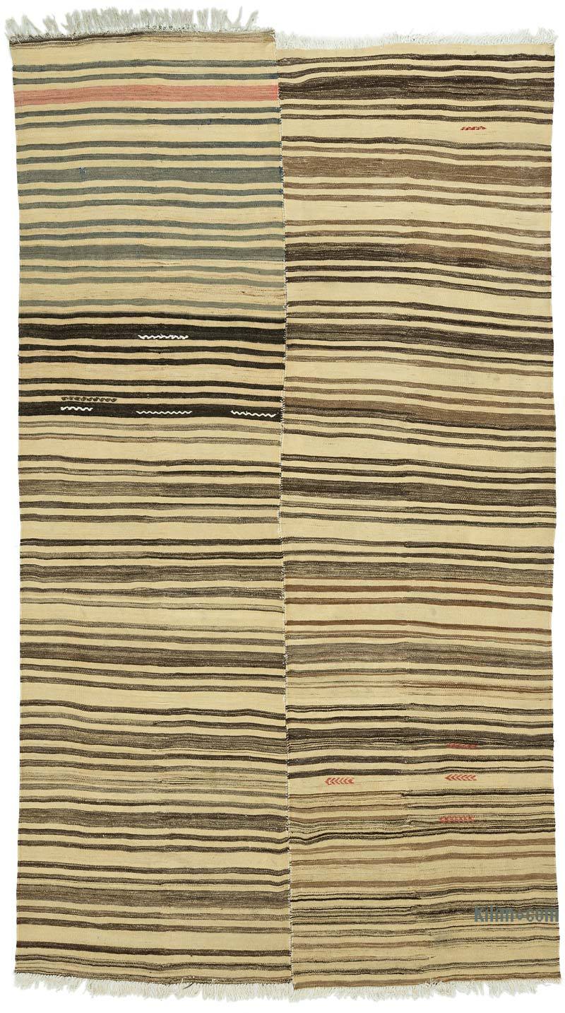 Beige, Marrón Alfombra Vintage Anatolian Kilim - 182 cm x 318 cm - K0053757