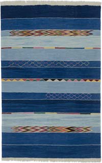 Blue New Handwoven Turkish Kilim Rug - 4' 1" x 6' 3" (49" x 75")