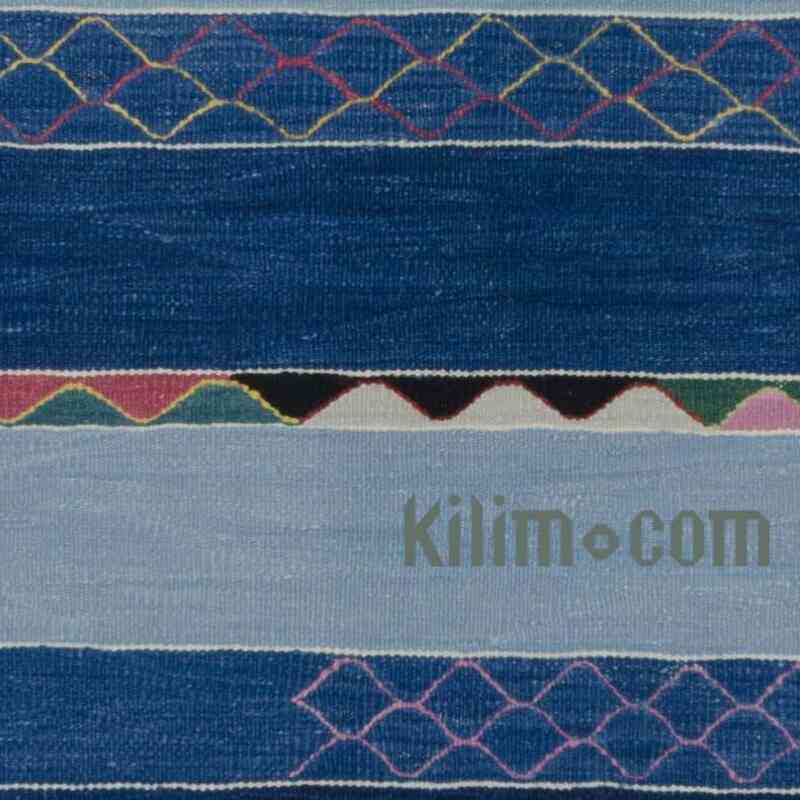 Mavi Yeni Kök Boya El Dokuma Kilim - 124 cm x 190 cm - K0053762