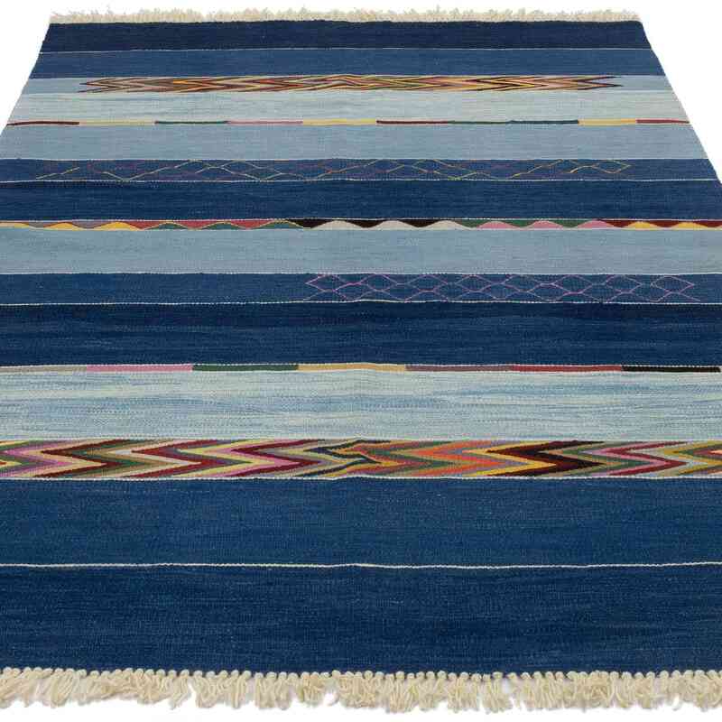 Azul Nueva Alfombra Turca Kilim - 124 cm x 190 cm - K0053762