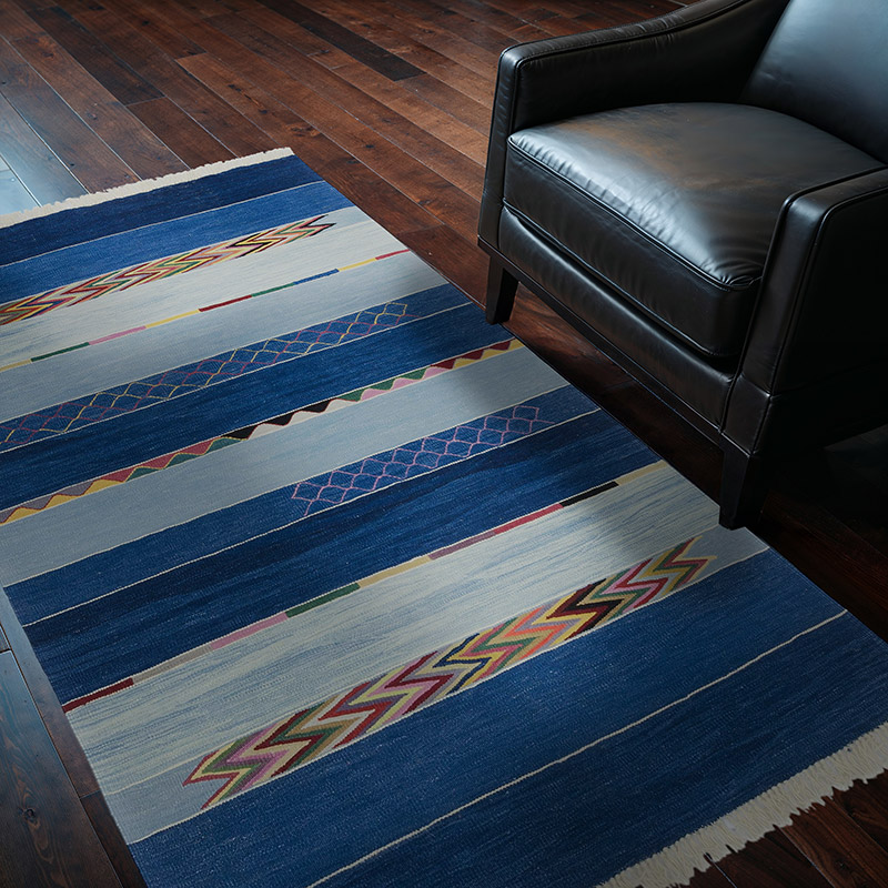 Mavi Yeni Kök Boya El Dokuma Kilim - 124 cm x 190 cm - K0053762