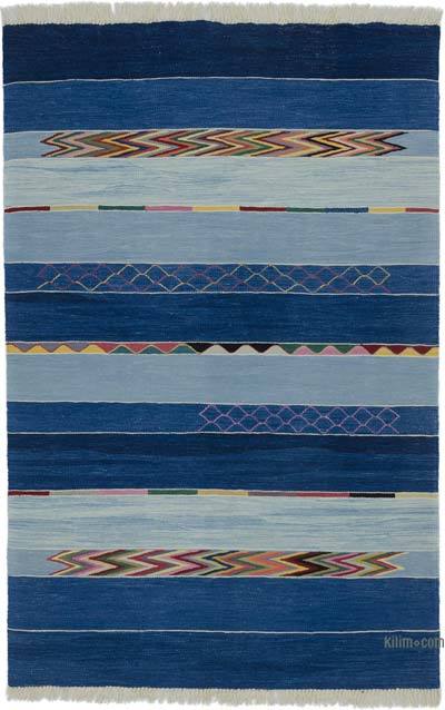 Mavi Yeni Kök Boya El Dokuma Kilim - 124 cm x 190 cm
