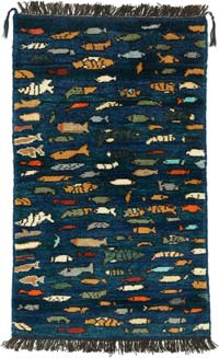 Blue New Turkish Pile Rug - 2' 7" x 4' 4" (31" x 52")